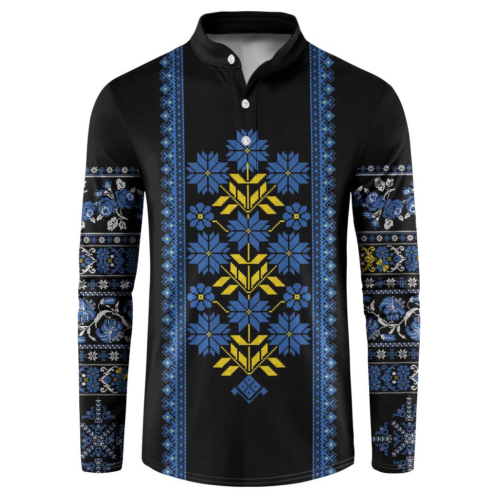 Ukraine Folk Patterns Button Sweatshirt Sporty Style