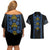 Ukraine Folk Patterns Couples Matching Off Shoulder Short Dress and Hawaiian Shirt Sporty Style