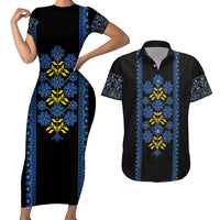 Ukraine Folk Patterns Couples Matching Short Sleeve Bodycon Dress and Hawaiian Shirt Sporty Style