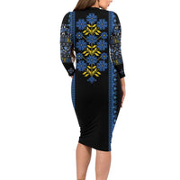 Ukraine Folk Patterns Family Matching Long Sleeve Bodycon Dress and Hawaiian Shirt Sporty Style