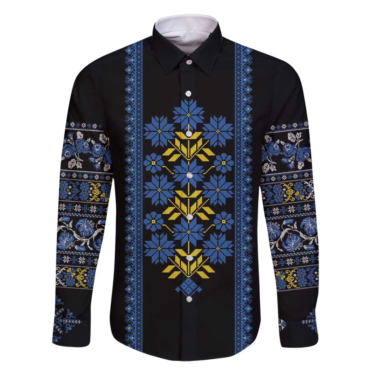 Ukraine Folk Patterns Family Matching Off The Shoulder Long Sleeve Dress and Hawaiian Shirt Sporty Style