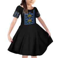 Ukraine Folk Patterns Family Matching Off Shoulder Short Dress and Hawaiian Shirt Sporty Style