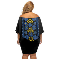 Ukraine Folk Patterns Family Matching Off Shoulder Short Dress and Hawaiian Shirt Sporty Style
