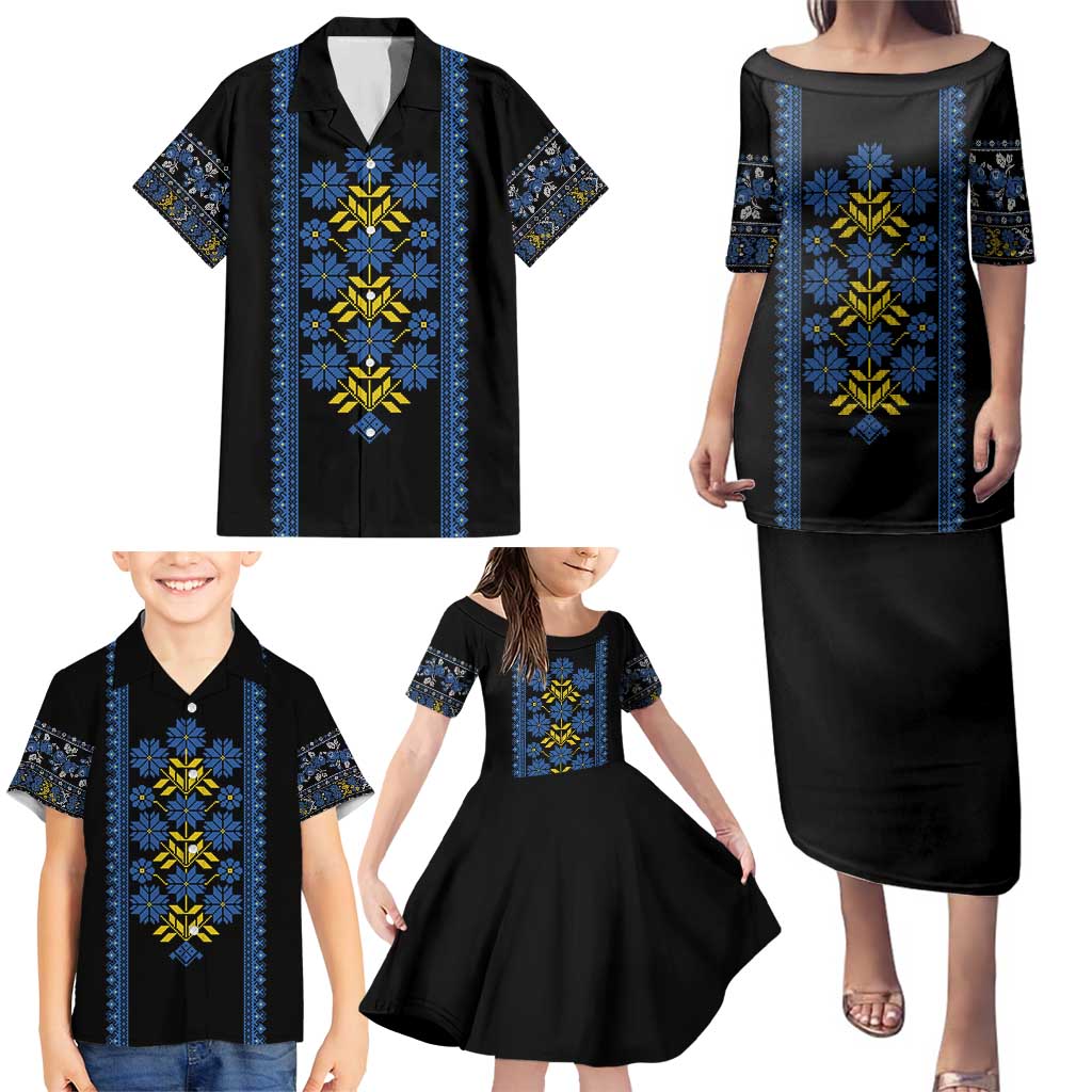 Ukraine Folk Patterns Family Matching Puletasi and Hawaiian Shirt Sporty Style