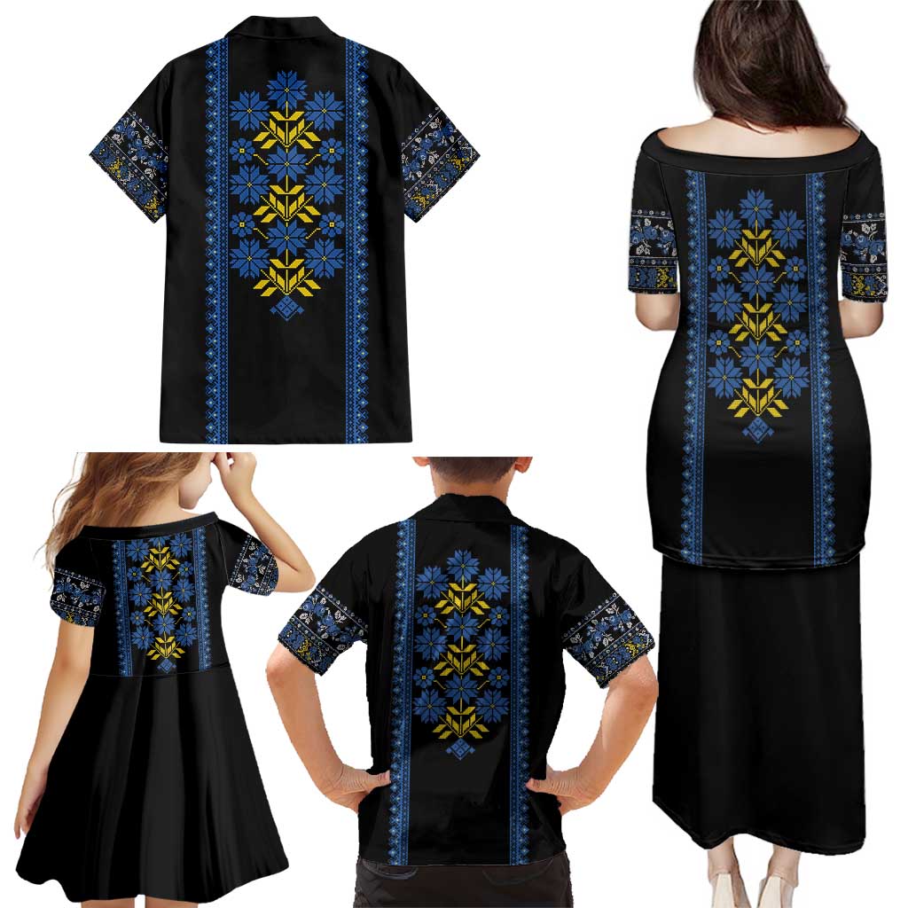 Ukraine Folk Patterns Family Matching Puletasi and Hawaiian Shirt Sporty Style
