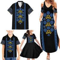 Ukraine Folk Patterns Family Matching Summer Maxi Dress and Hawaiian Shirt Sporty Style