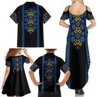 Ukraine Folk Patterns Family Matching Summer Maxi Dress and Hawaiian Shirt Sporty Style