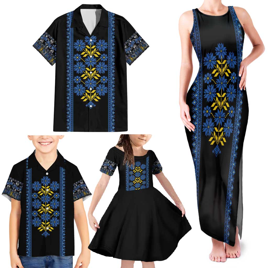 Ukraine Folk Patterns Family Matching Tank Maxi Dress and Hawaiian Shirt Sporty Style