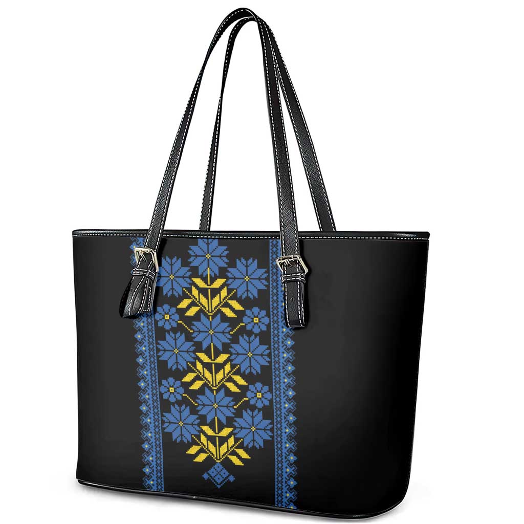 Ukraine Folk Patterns Leather Tote Bag Sporty Style
