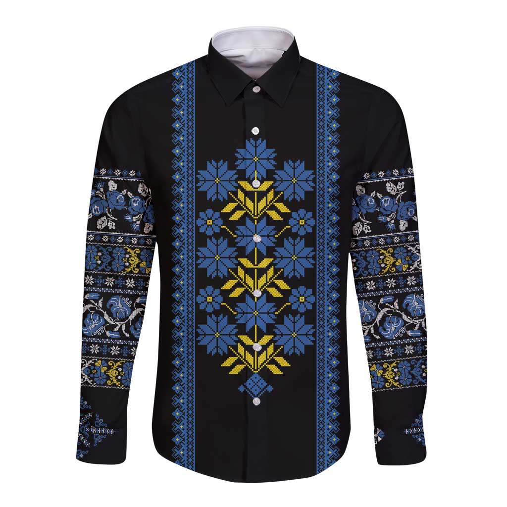 Ukraine Folk Patterns Long Sleeve Button Shirt Sporty Style