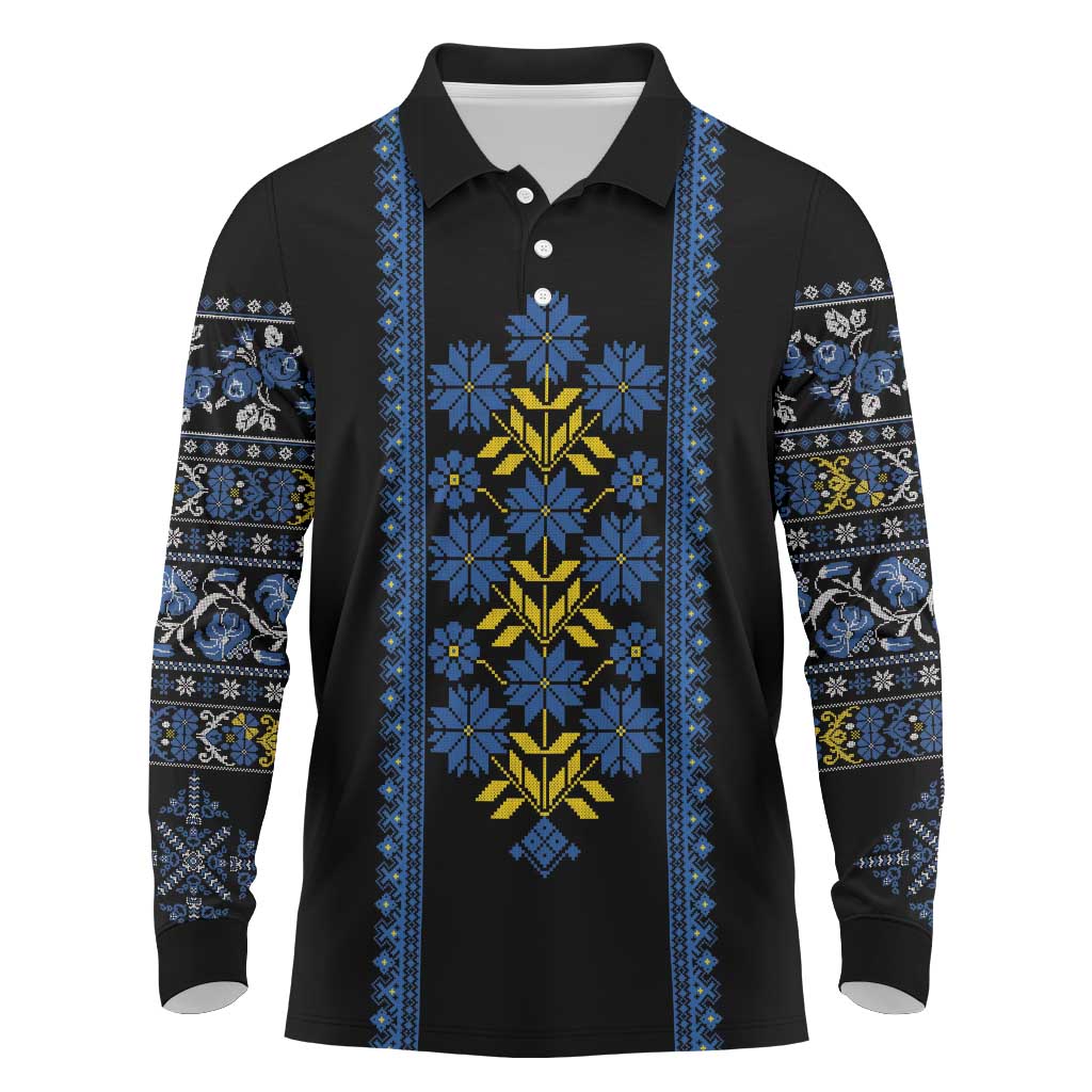 Ukraine Folk Patterns Long Sleeve Polo Shirt Sporty Style