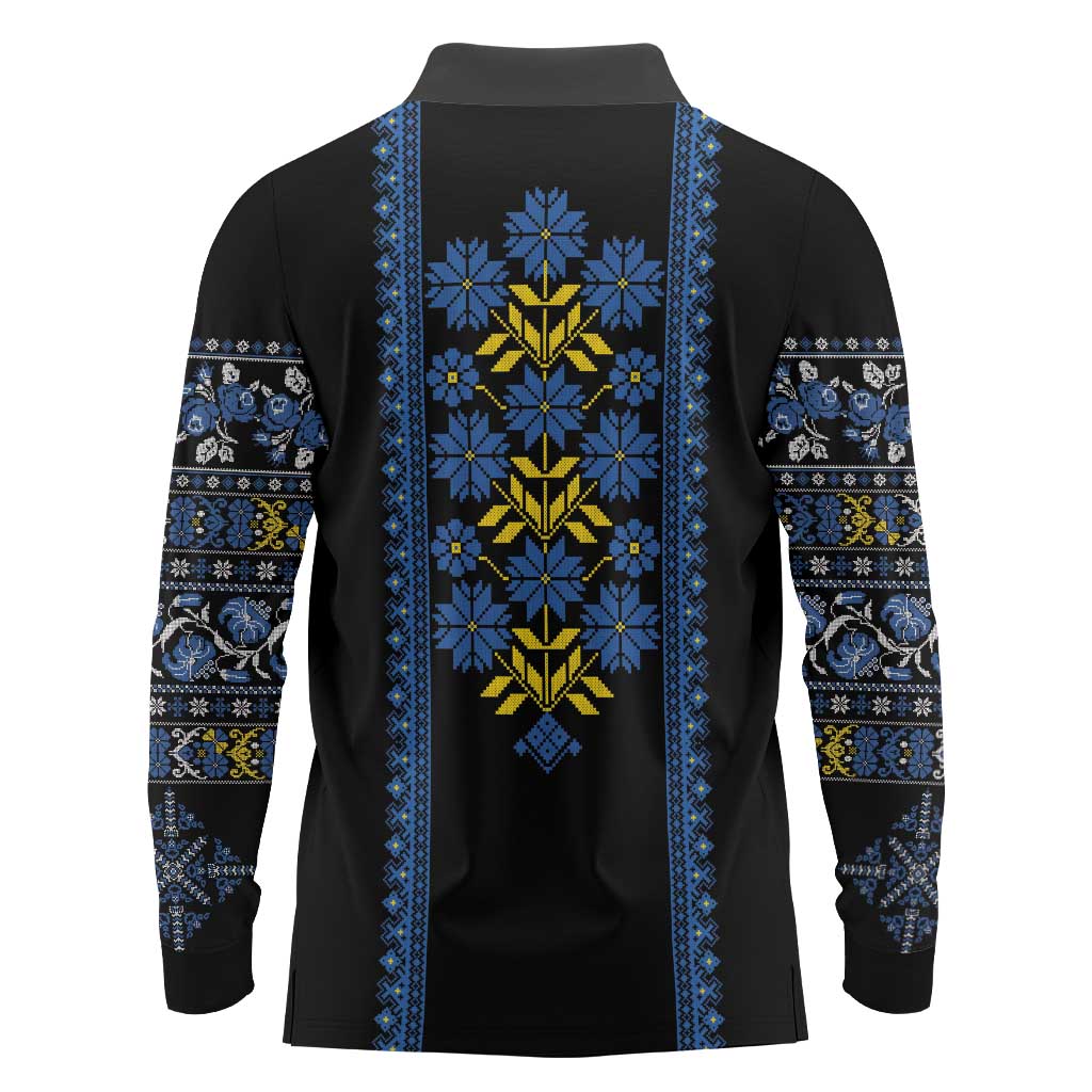 Ukraine Folk Patterns Long Sleeve Polo Shirt Sporty Style