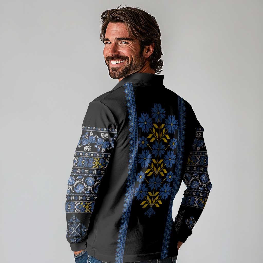 Ukraine Folk Patterns Long Sleeve Polo Shirt Sporty Style