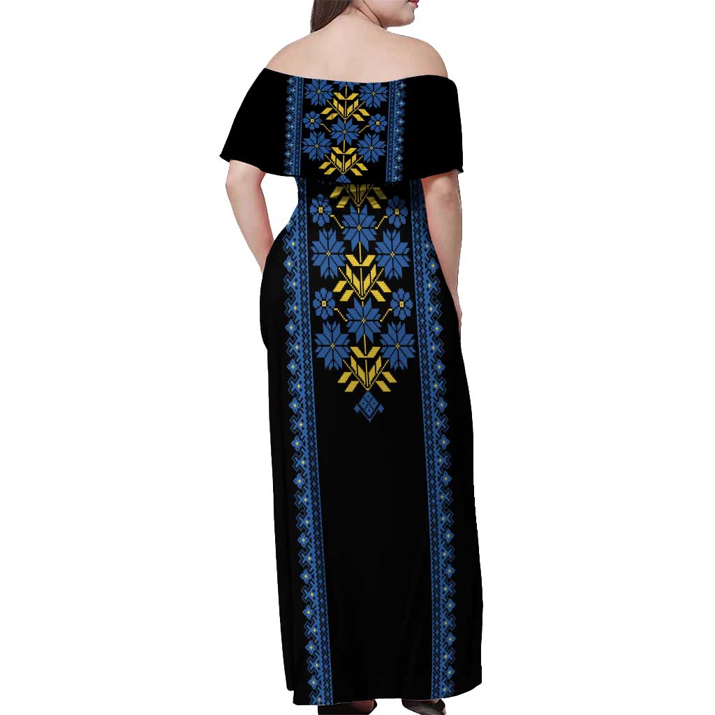 Ukraine Folk Patterns Off Shoulder Maxi Dress Sporty Style