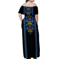 Ukraine Folk Patterns Off Shoulder Maxi Dress Sporty Style