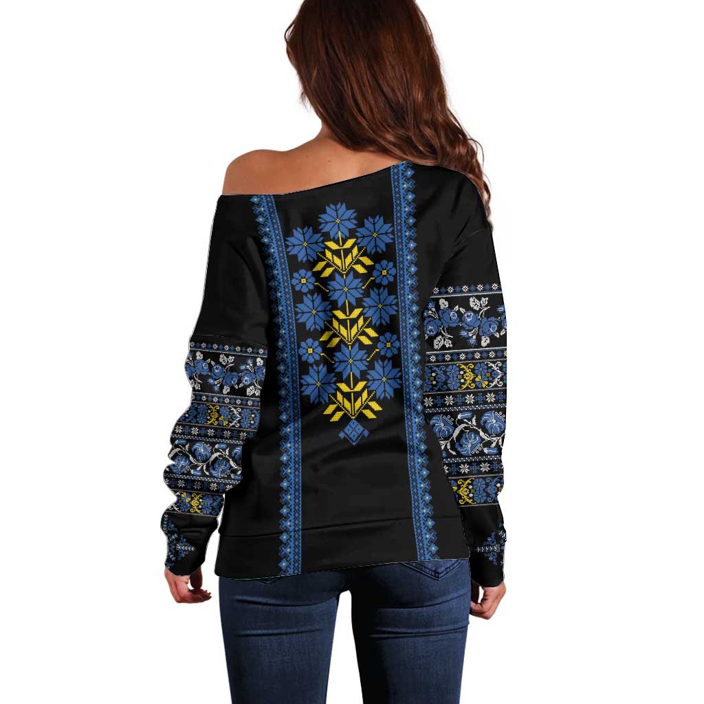 Ukraine Folk Patterns Off Shoulder Sweater Sporty Style