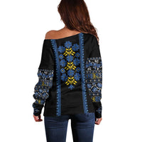 Ukraine Folk Patterns Off Shoulder Sweater Sporty Style