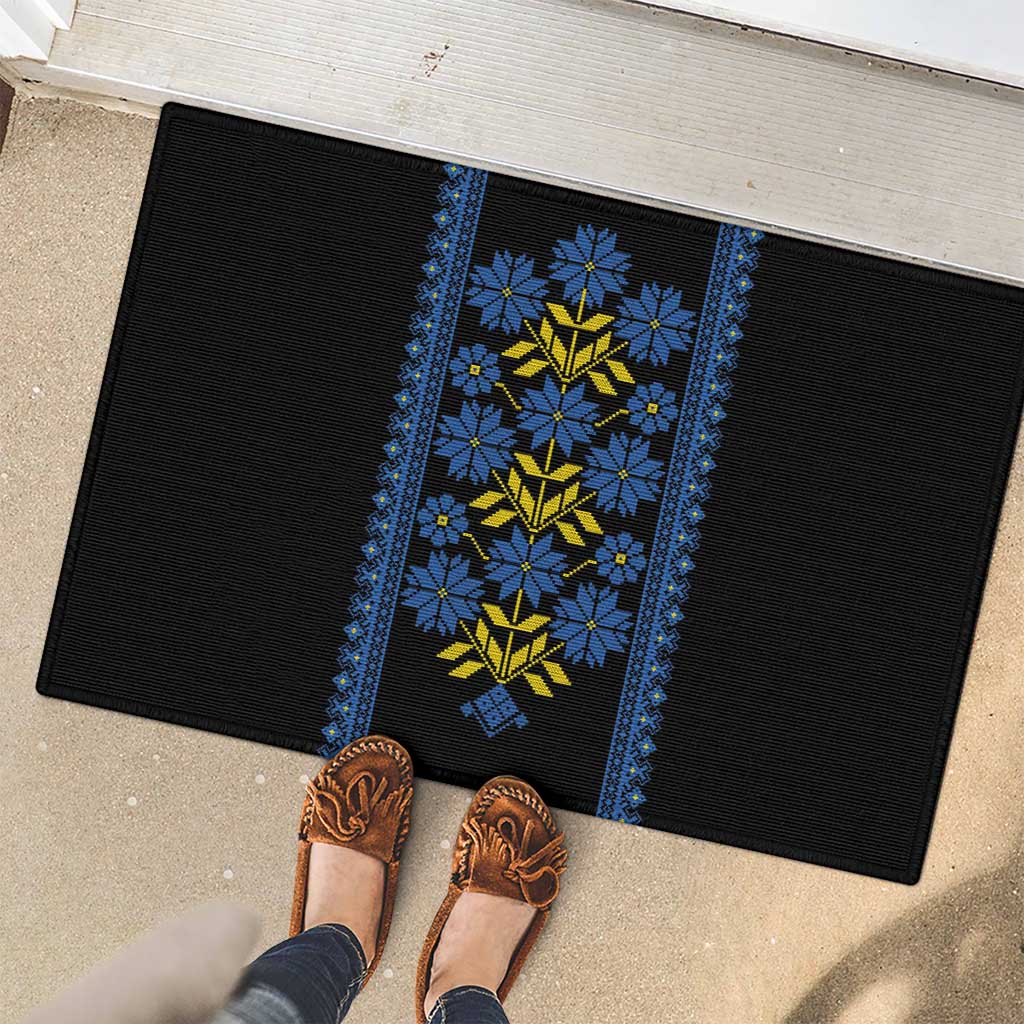 Ukraine Folk Patterns Rubber Doormat Sporty Style