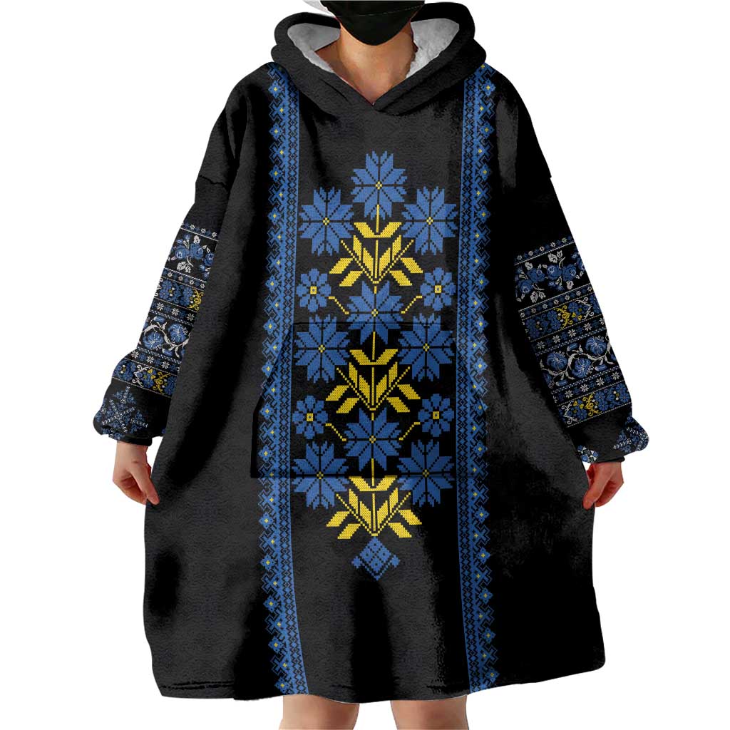 Ukraine Folk Patterns Wearable Blanket Hoodie Sporty Style