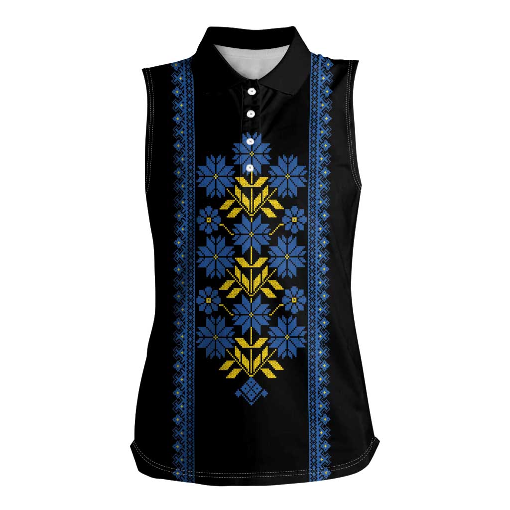 Ukraine Folk Patterns Women Sleeveless Polo Shirt Sporty Style