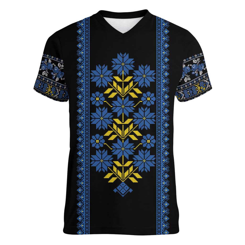 Ukraine Folk Patterns Women V-Neck T-Shirt Sporty Style