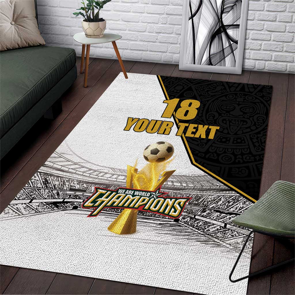 Custom Mexico Football Champion Area Rug Aztec Pattern - Wonder Print Shop