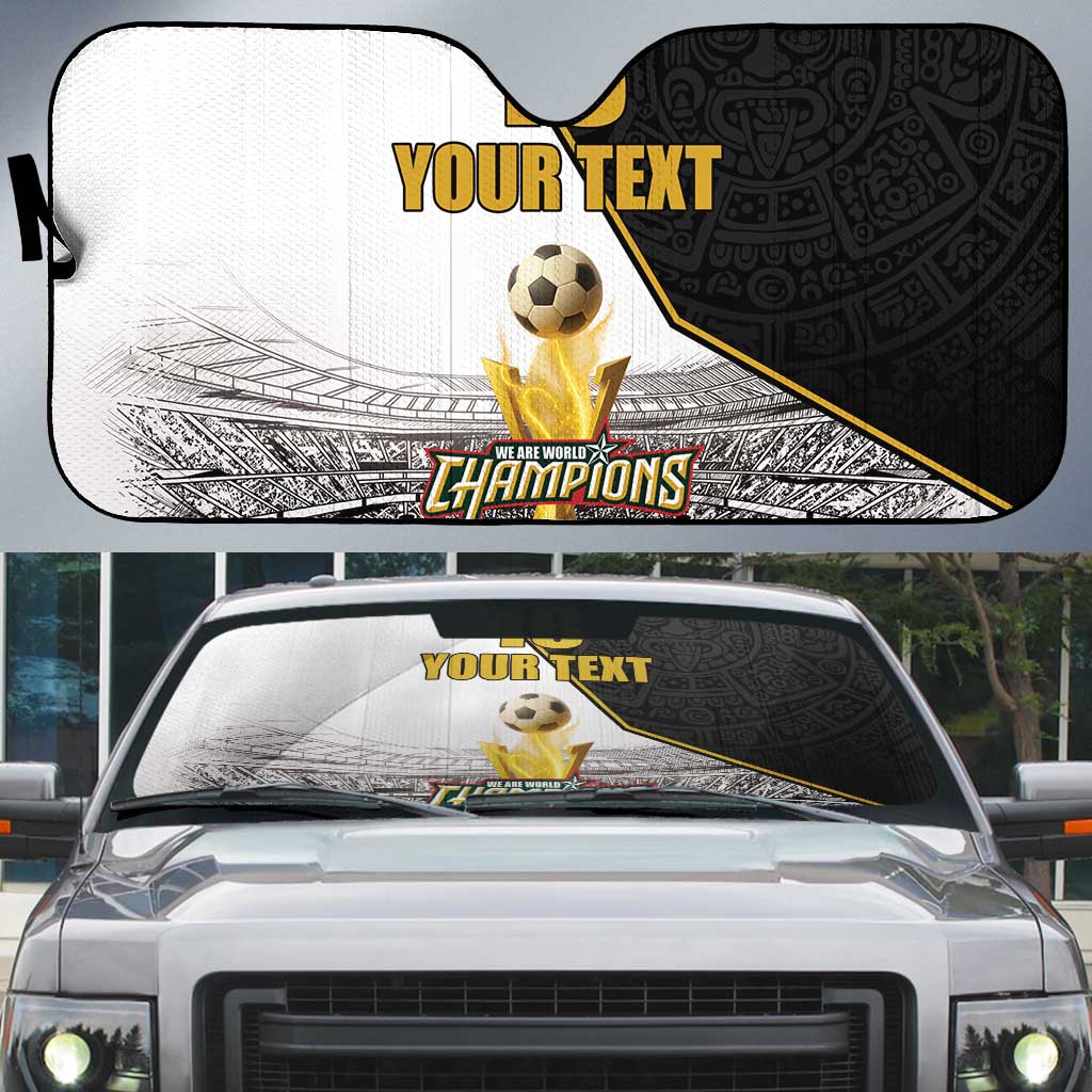 Custom Mexico Football Champion Auto Sun Shade Aztec Pattern - Wonder Print Shop