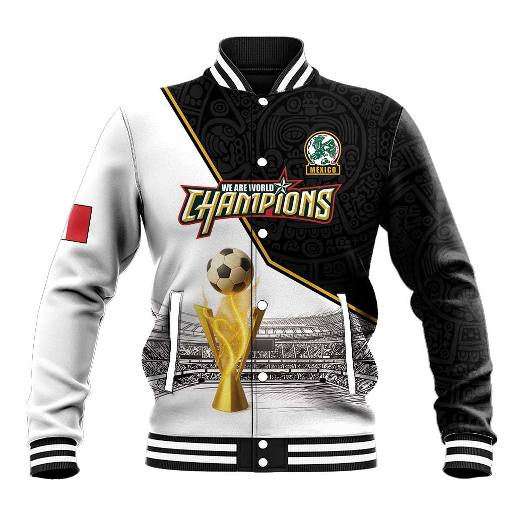Custom Mexico Football Champion Baseball Jacket Aztec Pattern - Wonder Print Shop
