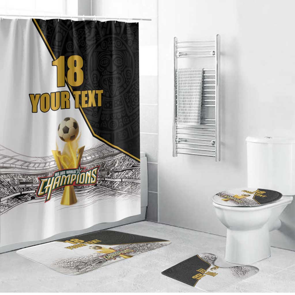 Custom Mexico Football Champion Bathroom Set Aztec Pattern - Wonder Print Shop