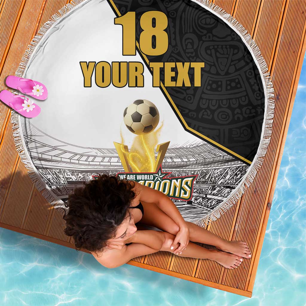 Custom Mexico Football Champion Beach Blanket Aztec Pattern - Wonder Print Shop