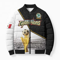 Custom Mexico Football Champion Bomber Puffer Jacket Aztec Pattern - Wonder Print Shop