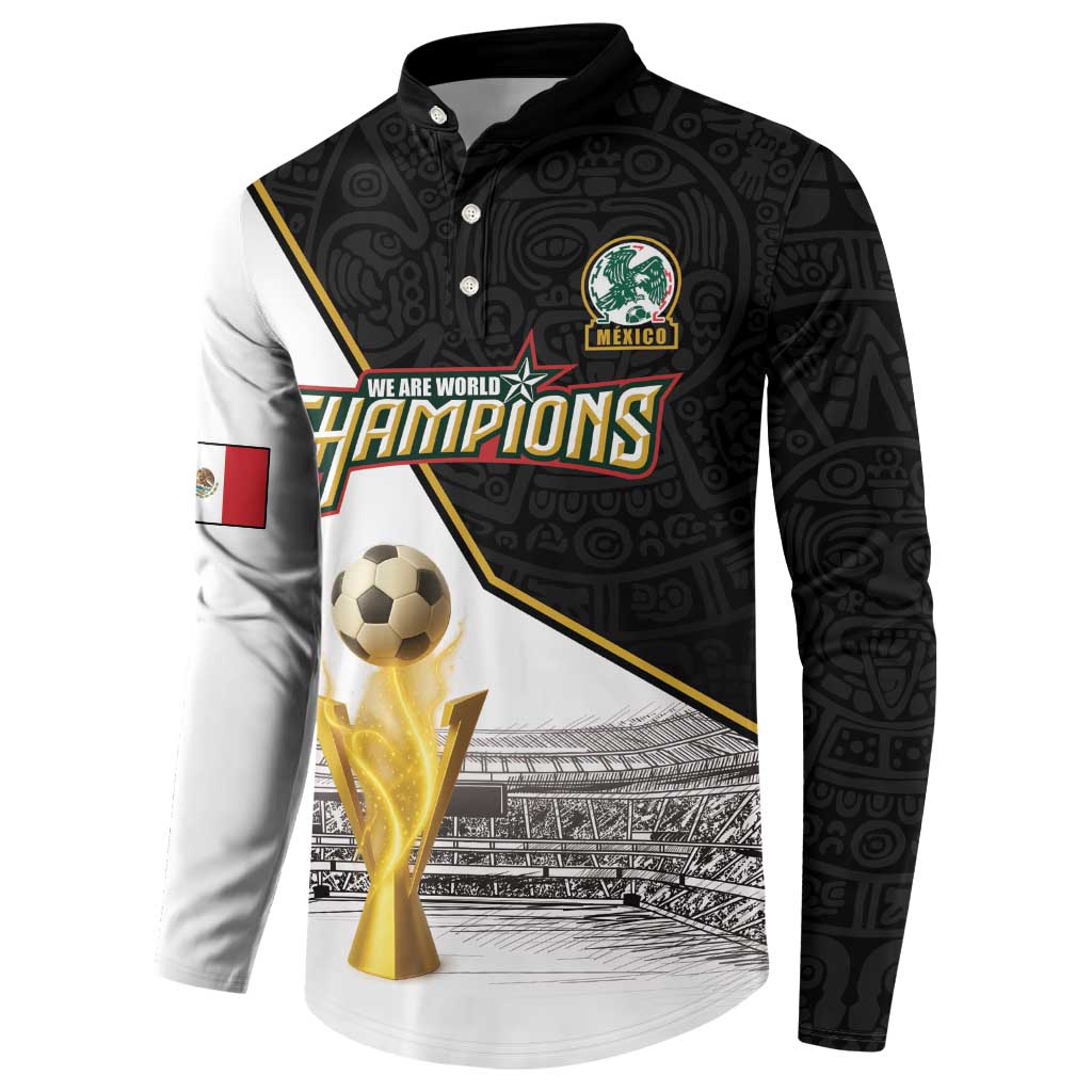 Custom Mexico Football Champion Button Sweatshirt Aztec Pattern - Wonder Print Shop