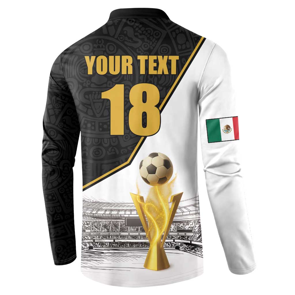 Custom Mexico Football Champion Button Sweatshirt Aztec Pattern - Wonder Print Shop