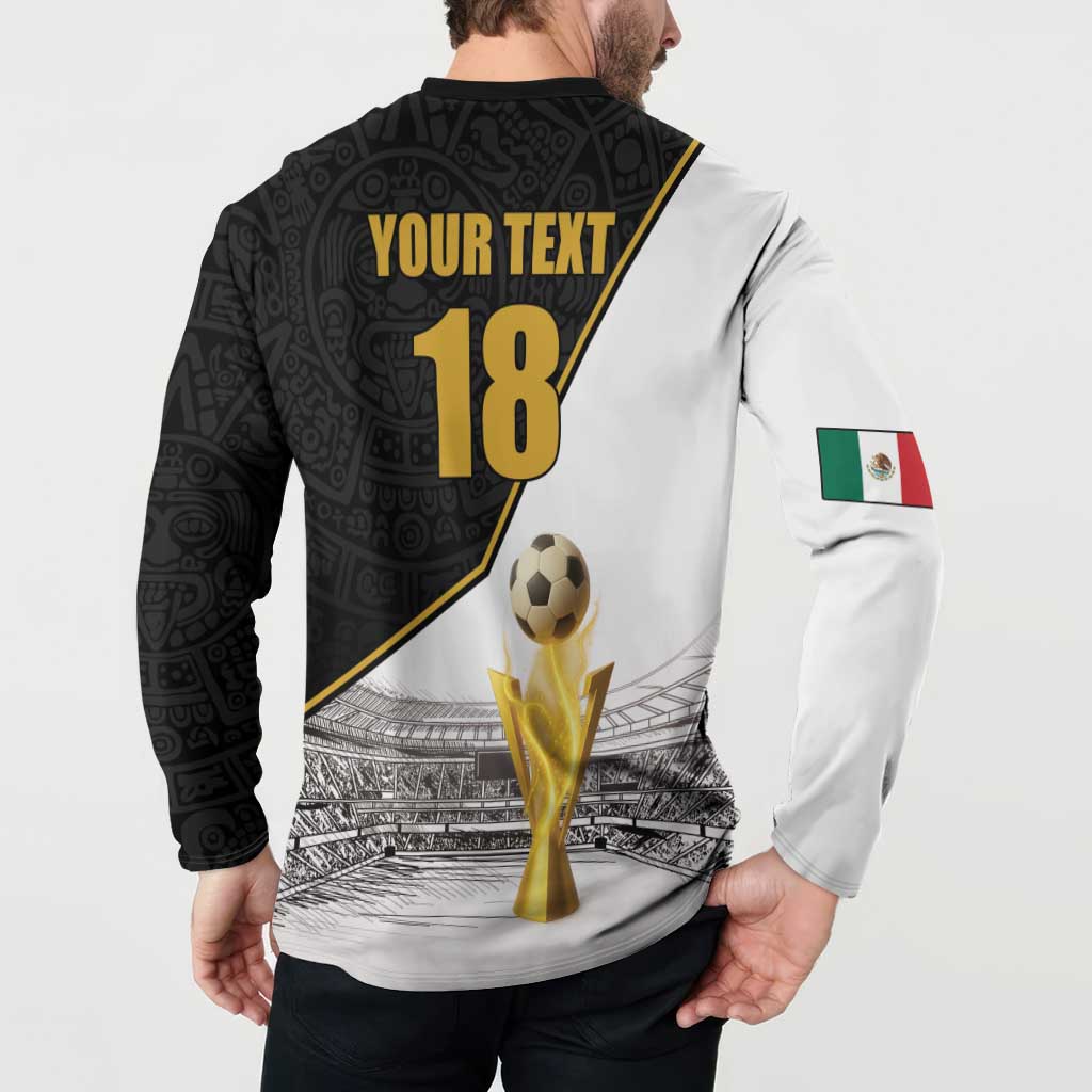 Custom Mexico Football Champion Button Sweatshirt Aztec Pattern - Wonder Print Shop