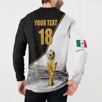 Custom Mexico Football Champion Button Sweatshirt Aztec Pattern - Wonder Print Shop