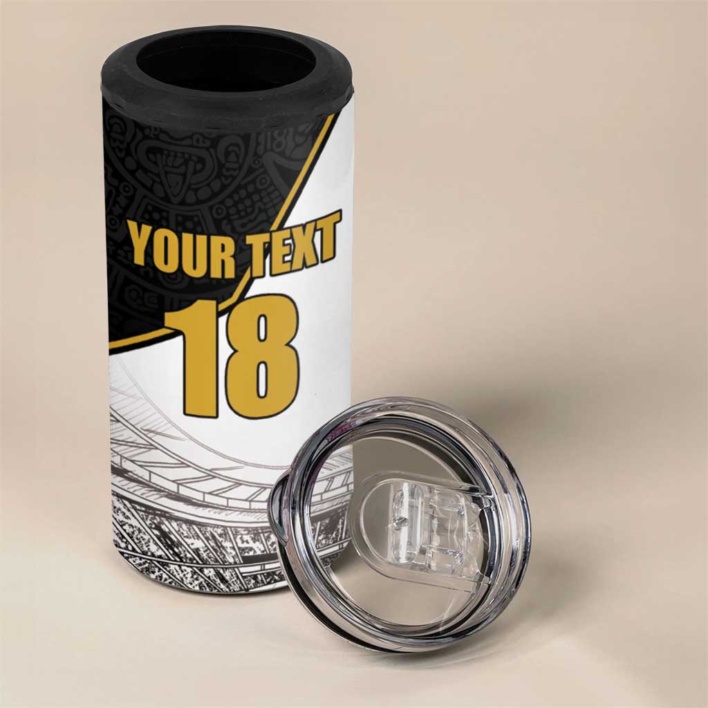 Custom Mexico Football Champion 4 in 1 Can Cooler Tumbler Aztec Pattern - Wonder Print Shop
