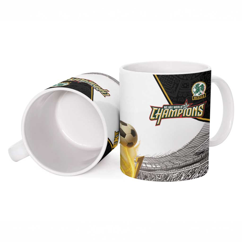 Custom Mexico Football Champion Ceramic Mug Aztec Pattern - Wonder Print Shop