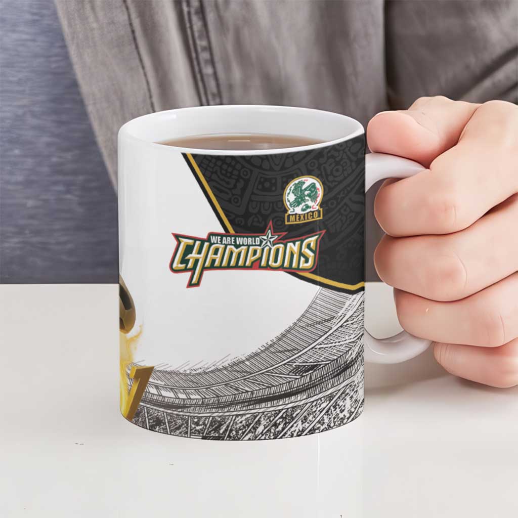 Custom Mexico Football Champion Ceramic Mug Aztec Pattern - Wonder Print Shop