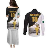 Custom Mexico Football Champion Couples Matching Puletasi and Long Sleeve Button Shirt Aztec Pattern - Wonder Print Shop