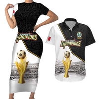 Custom Mexico Football Champion Couples Matching Short Sleeve Bodycon Dress and Hawaiian Shirt Aztec Pattern - Wonder Print Shop