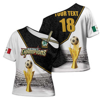 Custom Mexico Football Champion Cross Shoulder Shirt Aztec Pattern - Wonder Print Shop