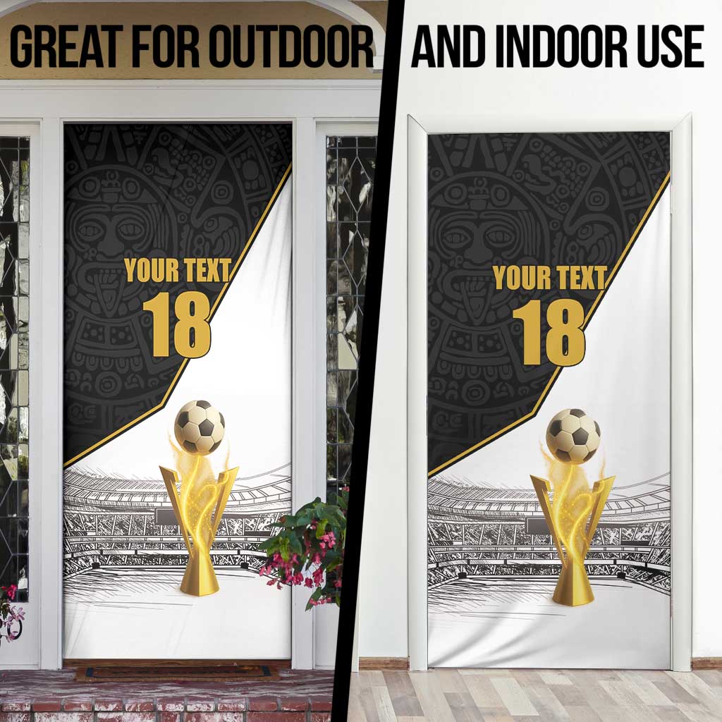 Custom Mexico Football Champion Door Cover Aztec Pattern - Wonder Print Shop