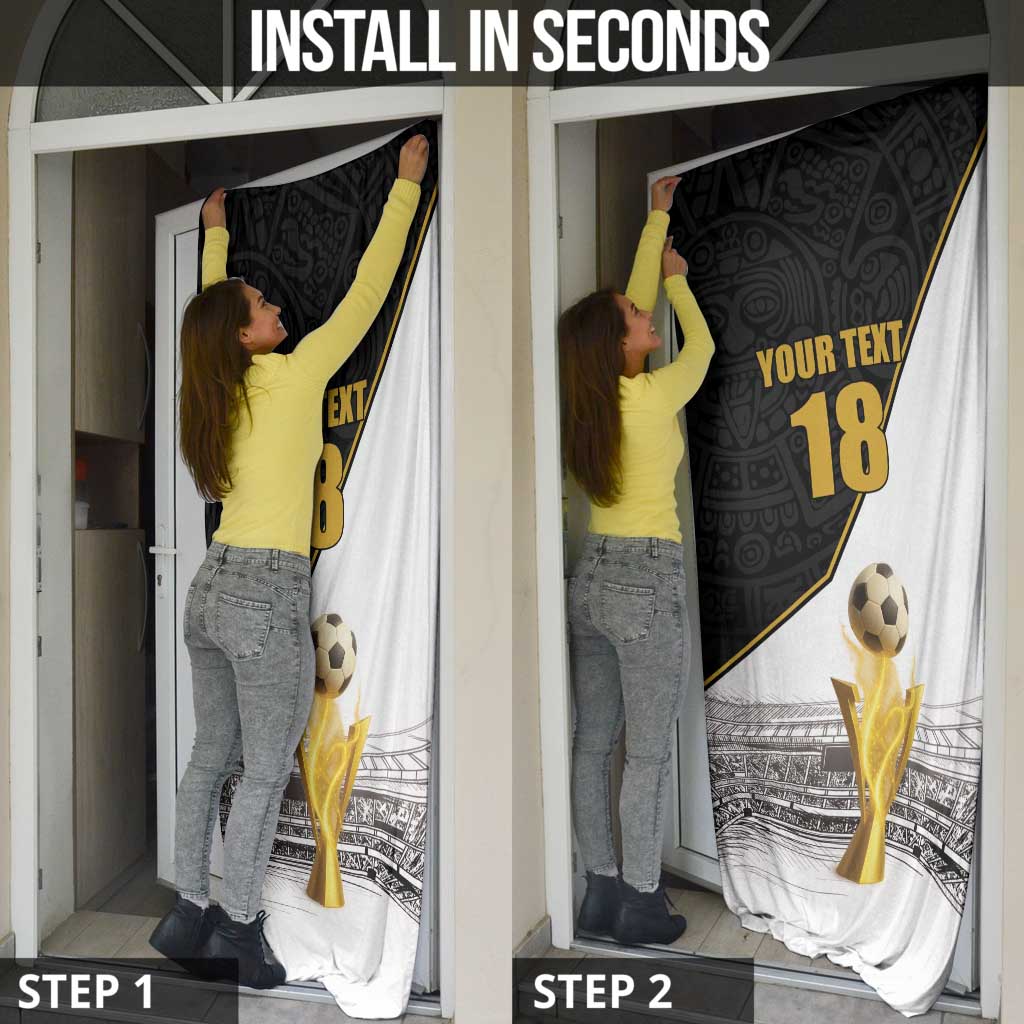 Custom Mexico Football Champion Door Cover Aztec Pattern - Wonder Print Shop