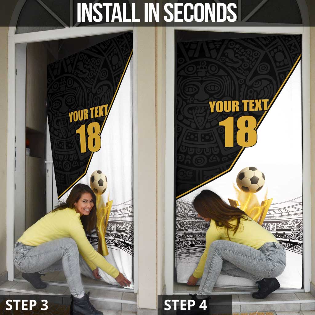 Custom Mexico Football Champion Door Cover Aztec Pattern - Wonder Print Shop