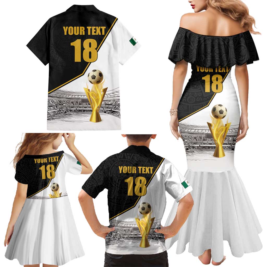 Custom Mexico Football Champion Family Matching Mermaid Dress and Hawaiian Shirt Aztec Pattern - Wonder Print Shop