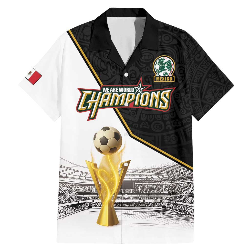 Custom Mexico Football Champion Family Matching Mermaid Dress and Hawaiian Shirt Aztec Pattern - Wonder Print Shop