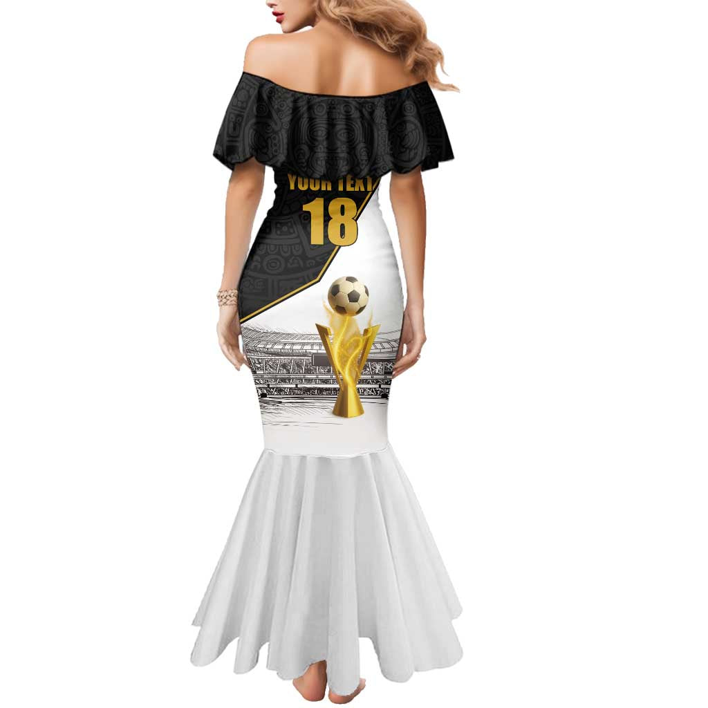 Custom Mexico Football Champion Family Matching Mermaid Dress and Hawaiian Shirt Aztec Pattern - Wonder Print Shop