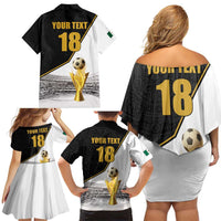 Custom Mexico Football Champion Family Matching Off Shoulder Short Dress and Hawaiian Shirt Aztec Pattern - Wonder Print Shop