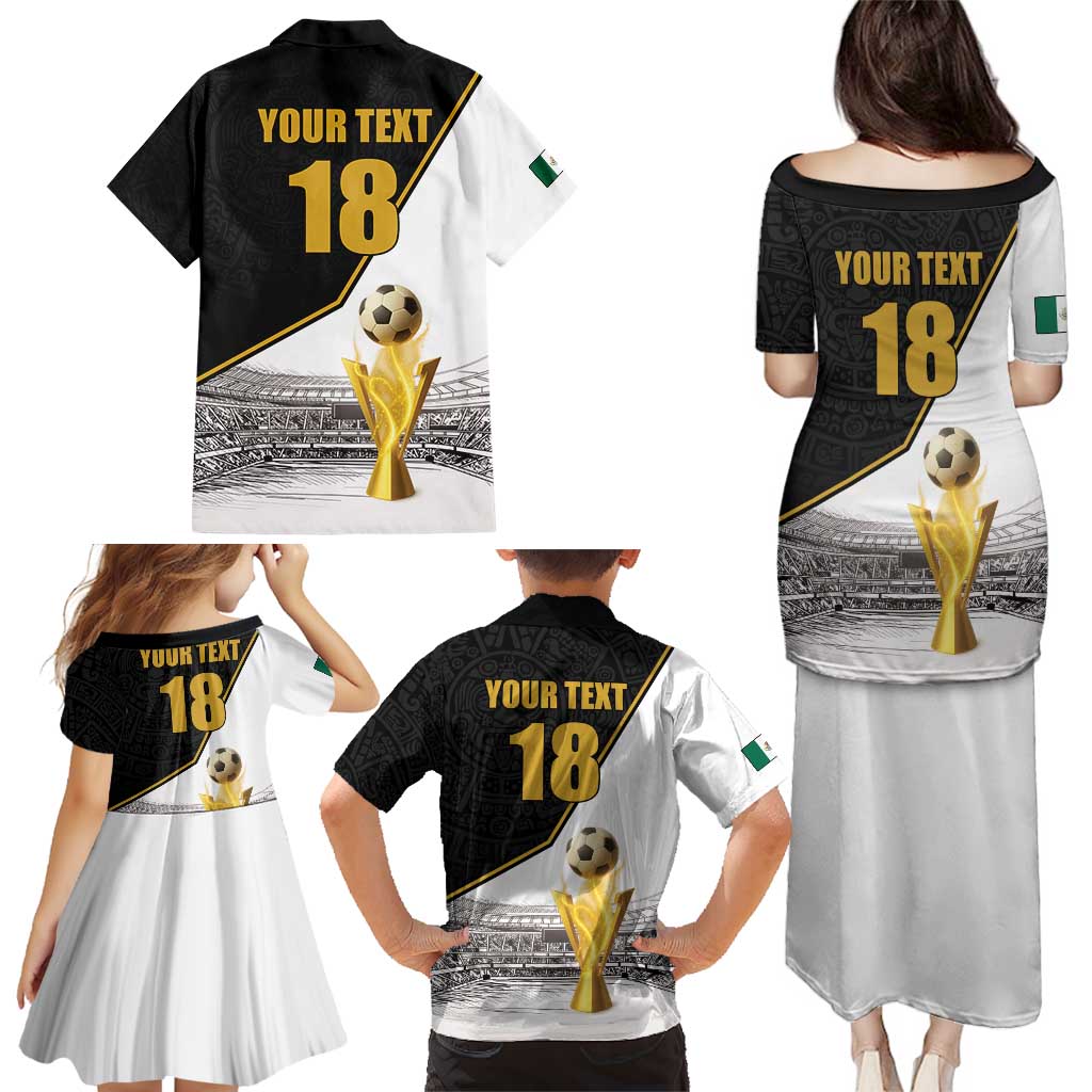 Custom Mexico Football Champion Family Matching Puletasi and Hawaiian Shirt Aztec Pattern - Wonder Print Shop
