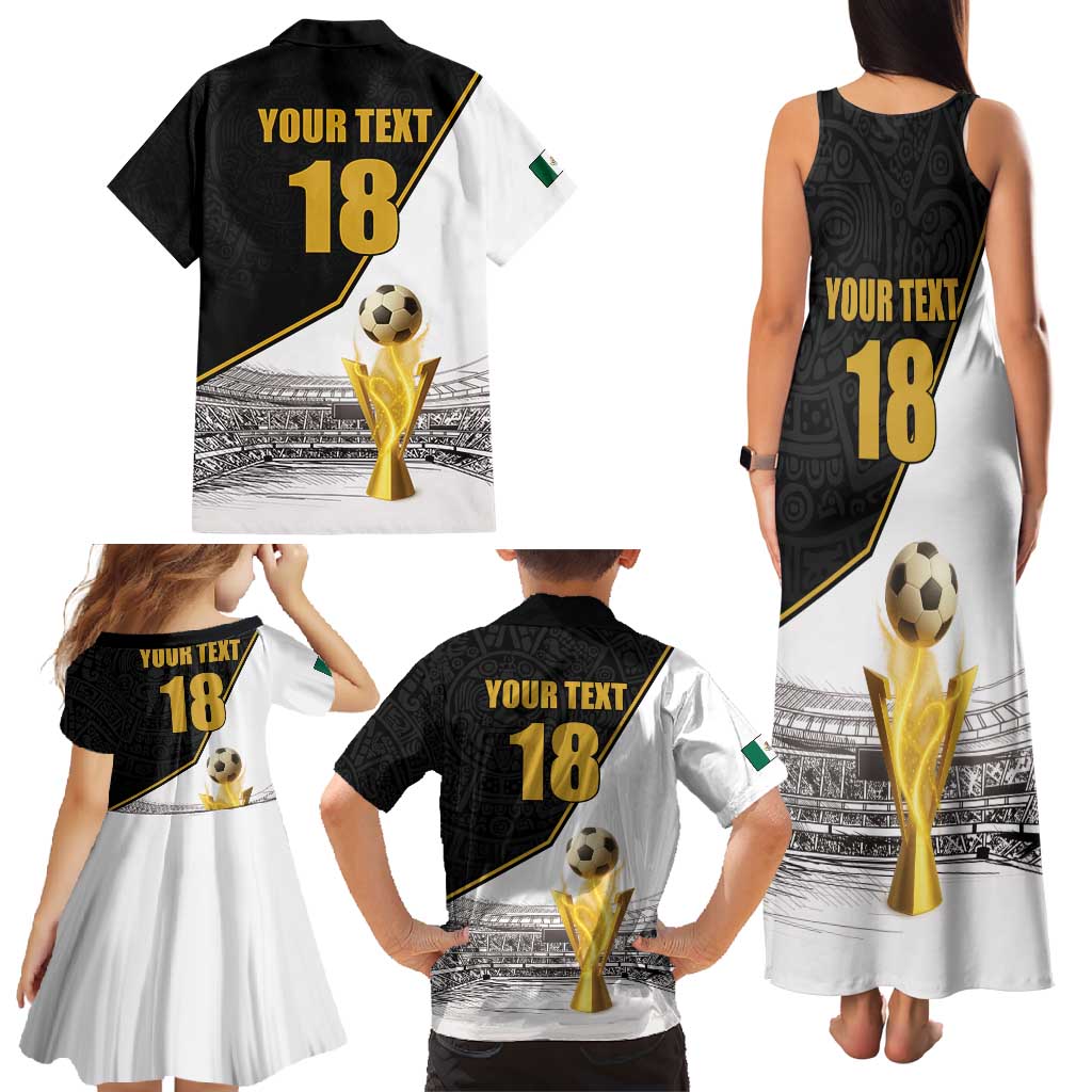Custom Mexico Football Champion Family Matching Tank Maxi Dress and Hawaiian Shirt Aztec Pattern - Wonder Print Shop